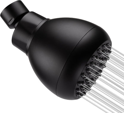 High Pressure Shower Head 3 Inches Anti-clog Anti-leak Fixed Showerhead Chrome with Adjustable Swivel Brass Ball Joint for Relaxing and Comfortable Shower Experience | 360 Rotatable Design, Self Cleaning Silicone Nozzles, Adjustable Swivel Brass Ball
