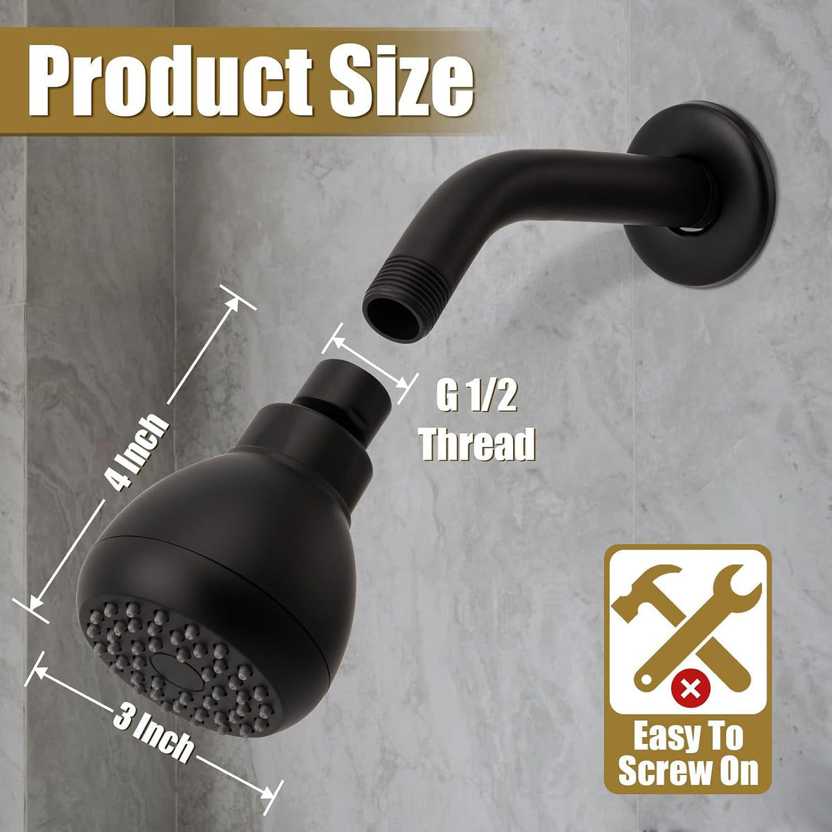 High Pressure Shower Head 3 Inches Anti-clog Anti-leak Fixed Showerhead Chrome with Adjustable Swivel Brass Ball Joint for Relaxing and Comfortable Shower Experience | 360 Rotatable Design, Self Cleaning Silicone Nozzles, Adjustable Swivel Brass Ball