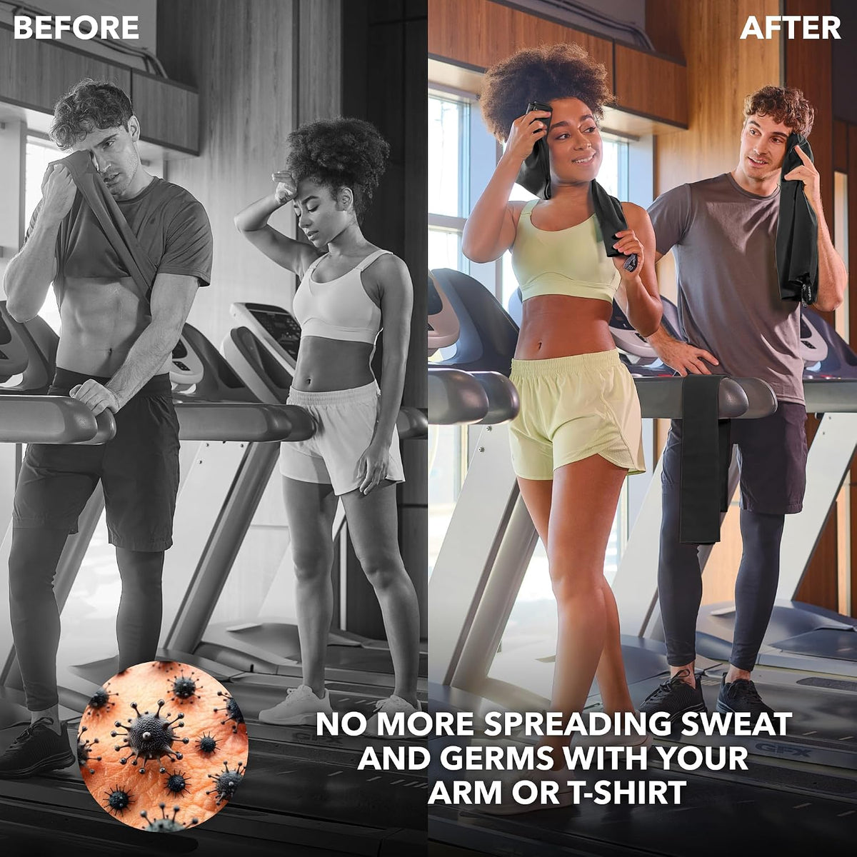 Microfiber Gym Towels, Quick Dry, Highly Absorbing, Odor-Free