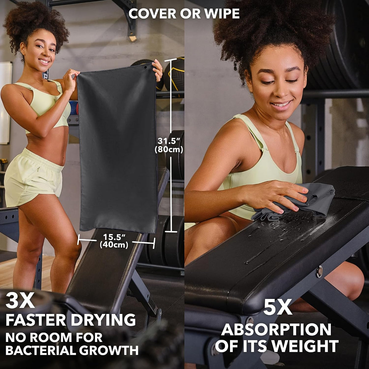 Microfiber Gym Towels, Quick Dry, Highly Absorbing, Odor-Free