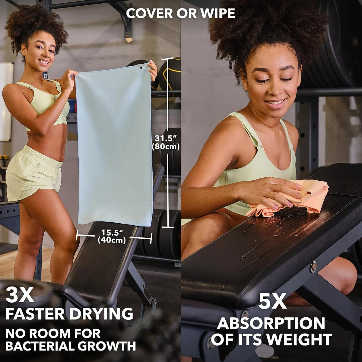 Microfiber Gym Towels, Quick Dry, Highly Absorbing, Odor-Free