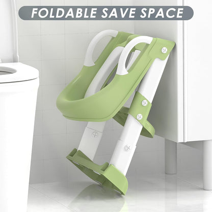 Potty Training Seat with Step Stool Ladder, Toddler Potty Training Toilet for Boys Kids, Potty Chair Adjustable Potty Seat for Toilet with Anti-Slip Wide Steps Splash Guard Safety Handles