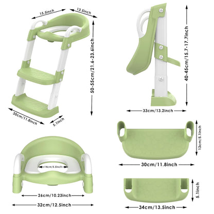 Potty Training Seat with Step Stool Ladder, Toddler Potty Training Toilet for Boys Kids, Potty Chair Adjustable Potty Seat for Toilet with Anti-Slip Wide Steps Splash Guard Safety Handles