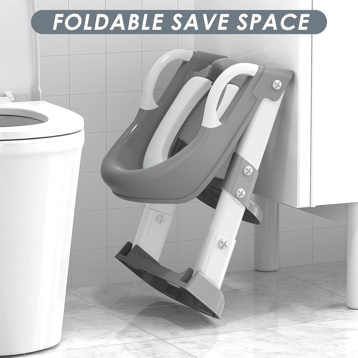 Potty Training Seat with Step Stool Ladder, Toddler Potty Training Toilet for Boys Kids, Potty Chair Adjustable Potty Seat for Toilet with Anti-Slip Wide Steps Splash Guard Safety Handles