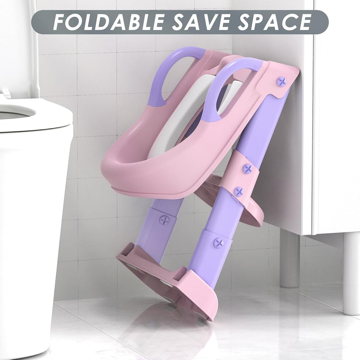 Potty Training Seat with Step Stool Ladder, Toddler Potty Training Toilet for Boys Kids, Potty Chair Adjustable Potty Seat for Toilet with Anti-Slip Wide Steps Splash Guard Safety Handles