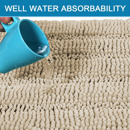 Sage Bathroom Rugs, Bath Mat Set of 2 Extra Thick Chenille Striped Pattern Shaggy Bath Rugs for Bath Room, Non Skid Bath Mats for Bathroom Floor (32 x 20 Plus 24 x 17 - Inches) - Colors B