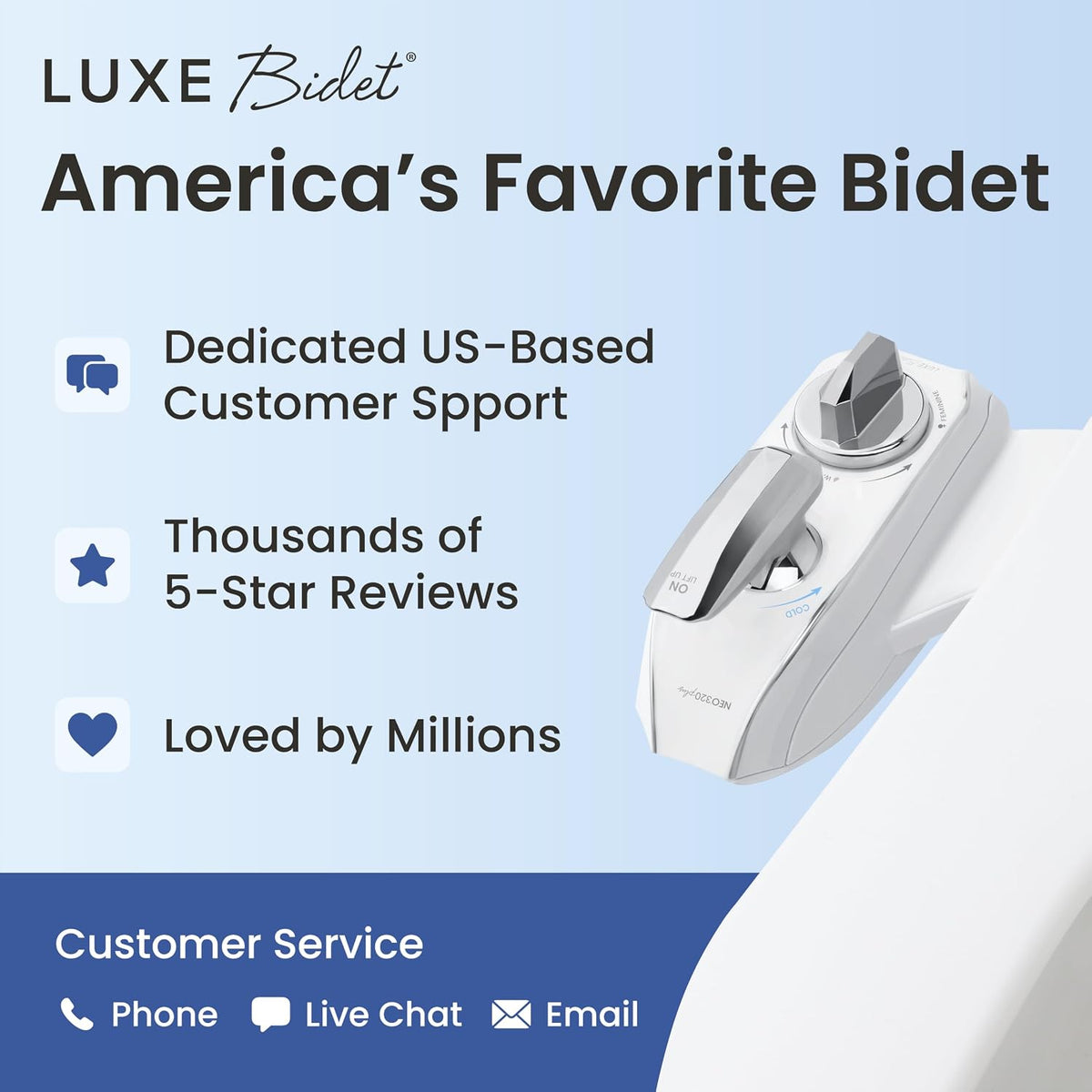 NEO 320 PLUS - Warm Water Bidet Attachment for Toilet, White