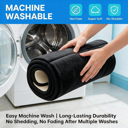 Bathroom Rugs Set Memory Foam Bath Rugs Non-Slip Bath Mat Set 3 Piece,Washable Bathroom Mats,Absorbent Shaggy Rugs Super Soft U-Shaped Toilet Rug,Bahroom Carpets for Bathroom,Tub,Shower（Black）