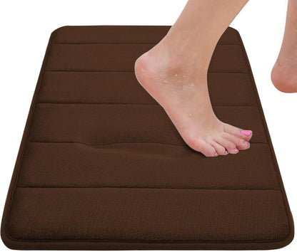 Bathroom Rugs Set Memory Foam Bath Rugs Non-Slip Bath Mat Set 3 Piece,Washable Bathroom Mats,Absorbent Shaggy Rugs Super Soft U-Shaped Toilet Rug,Bahroom Carpets for Bathroom,Tub,Shower（Black）