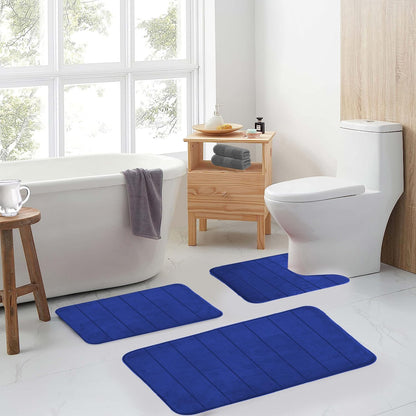 Bathroom Rugs Set Memory Foam Bath Rugs Non-Slip Bath Mat Set 3 Piece,Washable Bathroom Mats,Absorbent Shaggy Rugs Super Soft U-Shaped Toilet Rug,Bahroom Carpets for Bathroom,Tub,Shower（Black）