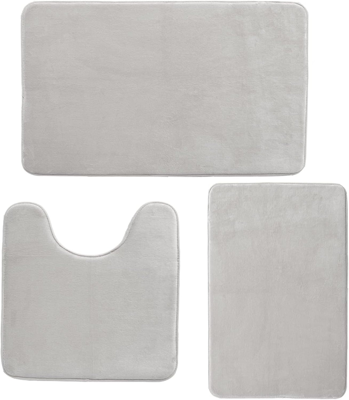 Bathroom Rugs Set Memory Foam Bath Rugs Non-Slip Bath Mat Set 3 Piece,Washable Bathroom Mats,Absorbent Shaggy Rugs Super Soft U-Shaped Toilet Rug,Bahroom Carpets for Bathroom,Tub,Shower（Black）