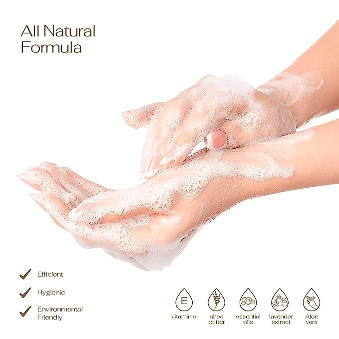 Foaming Hand Soap Pump - 5-PK - Moisturizing Hand Soap Foam with Aloe Vera & Essential Oils - Alcohol-Free Hand Wash in Citrus Blend, Lemon, Orange, Lime, Grapefruit Fragrances for Kitchen & Bathroom