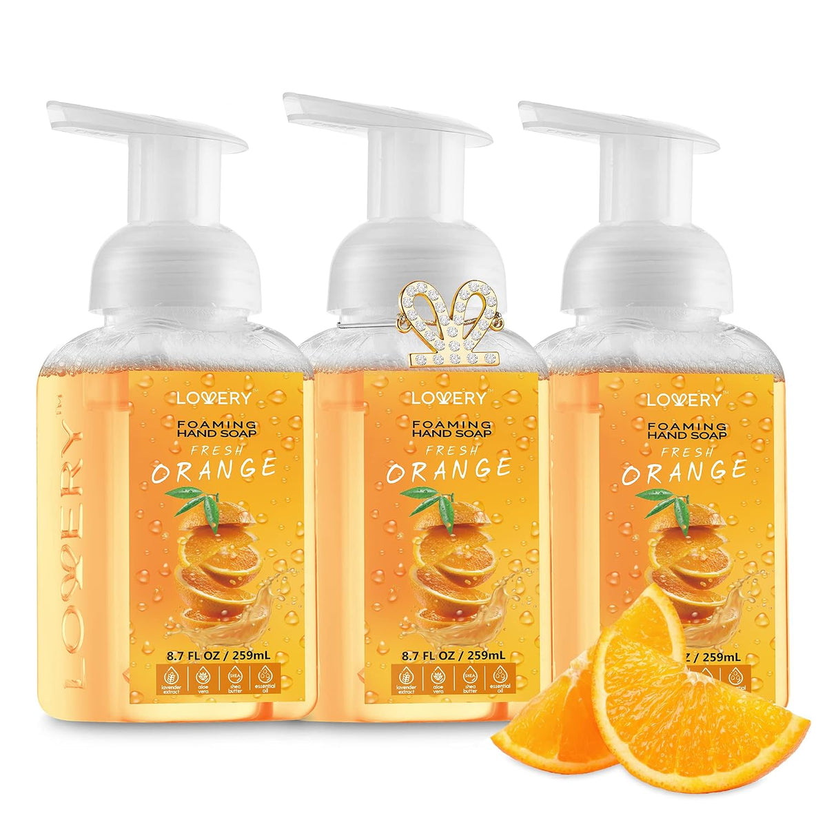 Foaming Hand Soap Pump - 5-PK - Moisturizing Hand Soap Foam with Aloe Vera & Essential Oils - Alcohol-Free Hand Wash in Citrus Blend, Lemon, Orange, Lime, Grapefruit Fragrances for Kitchen & Bathroom