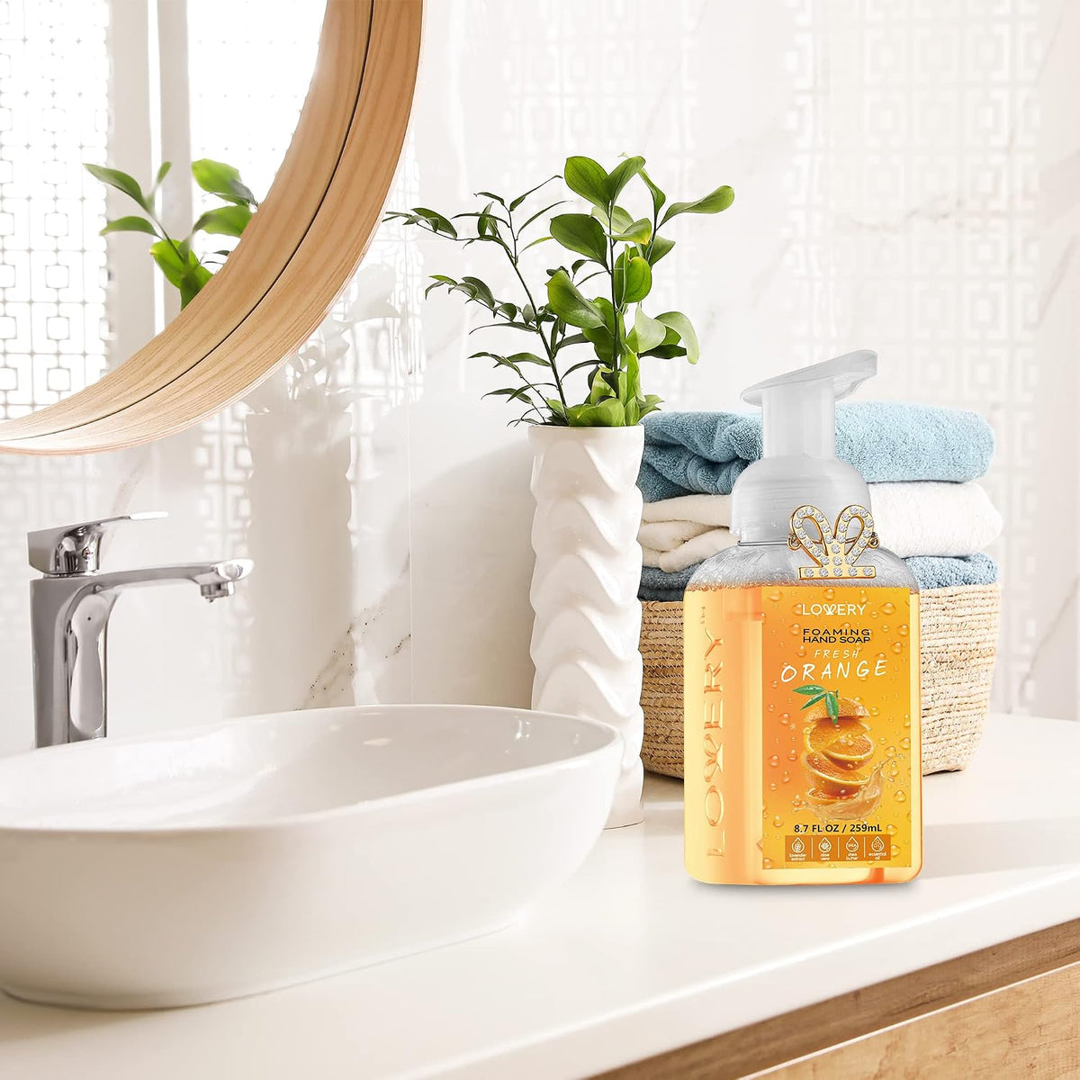 Foaming Hand Soap Pump - 5-PK - Moisturizing Hand Soap Foam with Aloe Vera & Essential Oils - Alcohol-Free Hand Wash in Citrus Blend, Lemon, Orange, Lime, Grapefruit Fragrances for Kitchen & Bathroom