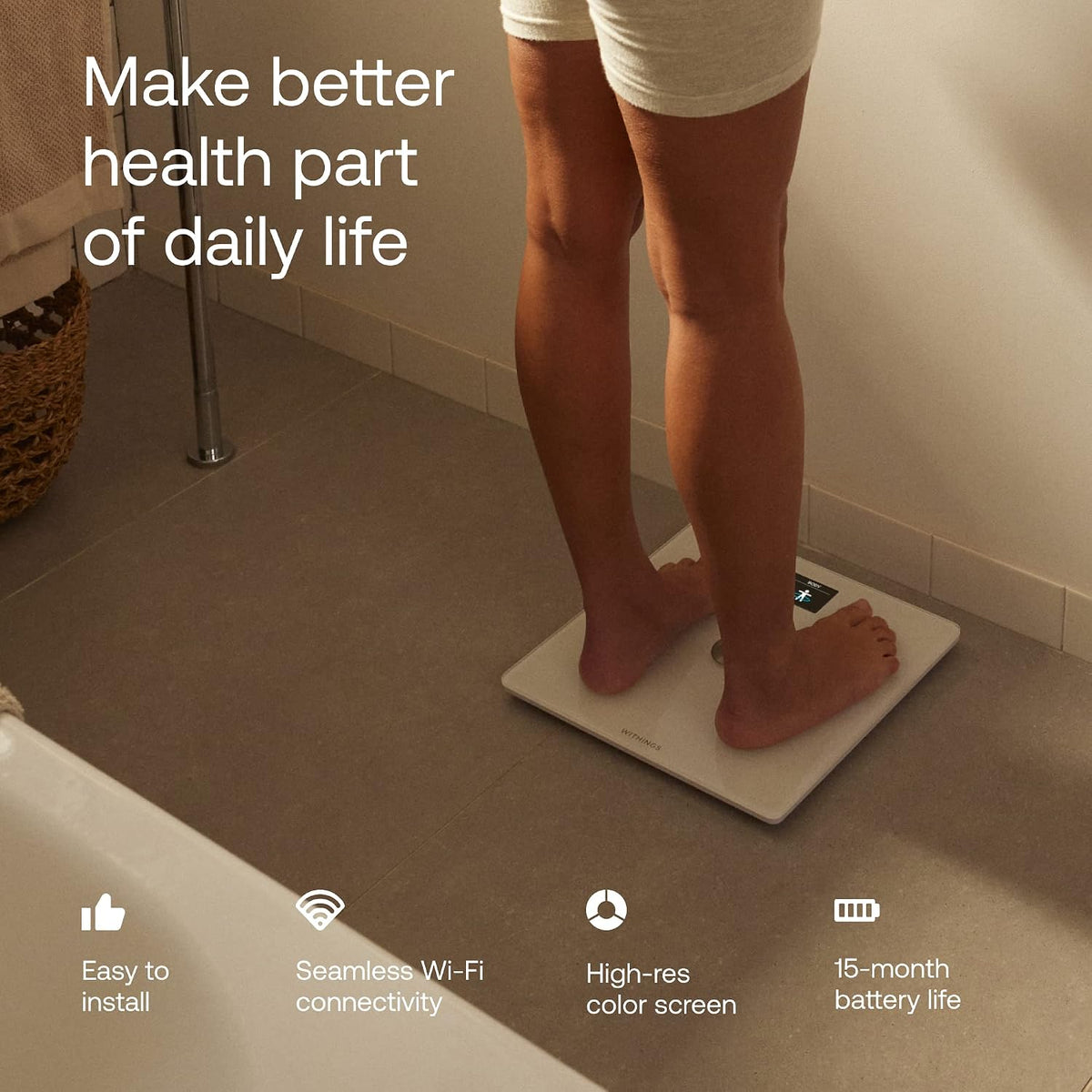Body Smart - Accurate Scale for Body Weight and Fat Percentage, Body Composition Wi-Fi and Bluetooth Weight Scale, Baby Weight Scale, Smart Scale Apple Health Compatible, Bathroom Scale