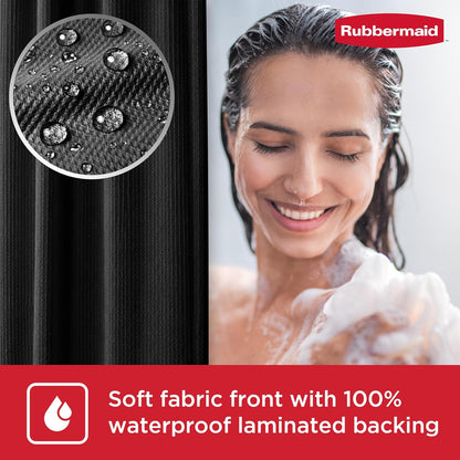 Black Shower Curtain Liner: Waterproof Fabric Shower Liner for Bathroom, with 2 Magnets and Rustproof Grommets, 70x72, Standard Size, Black