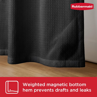 Black Shower Curtain Liner: Waterproof Fabric Shower Liner for Bathroom, with 2 Magnets and Rustproof Grommets, 70x72, Standard Size, Black