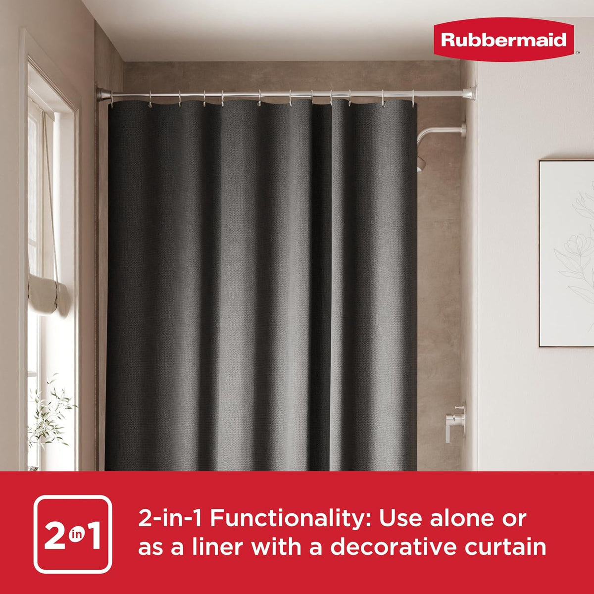 Black Shower Curtain Liner: Waterproof Fabric Shower Liner for Bathroom, with 2 Magnets and Rustproof Grommets, 70x72, Standard Size, Black