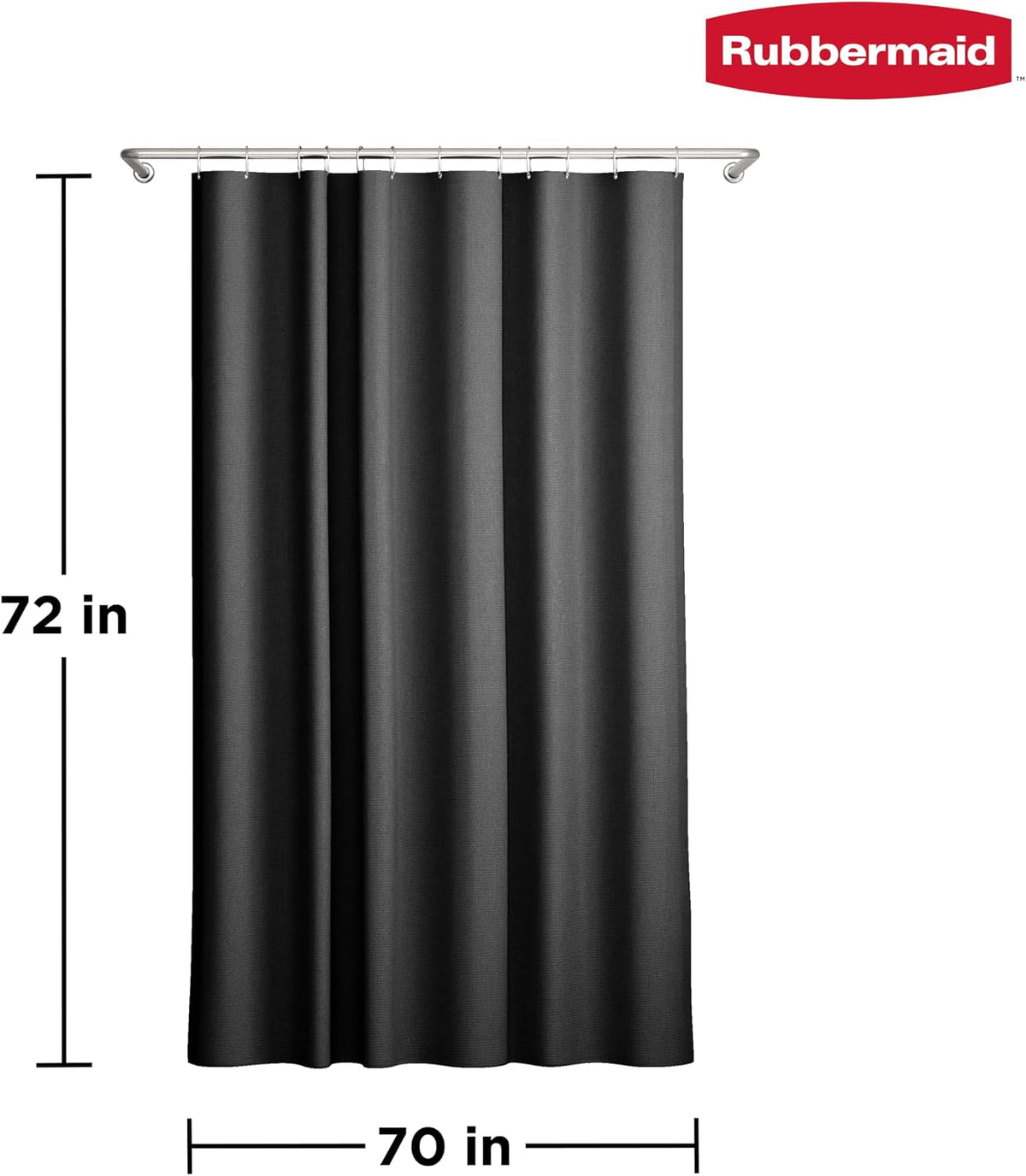 Black Shower Curtain Liner: Waterproof Fabric Shower Liner for Bathroom, with 2 Magnets and Rustproof Grommets, 70x72, Standard Size, Black