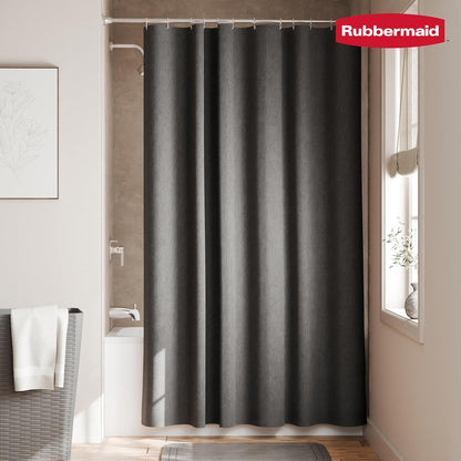 Black Shower Curtain Liner: Waterproof Fabric Shower Liner for Bathroom, with 2 Magnets and Rustproof Grommets, 70x72, Standard Size, Black