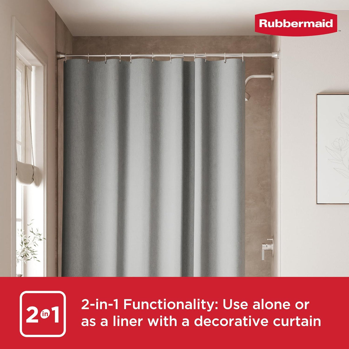 Black Shower Curtain Liner: Waterproof Fabric Shower Liner for Bathroom, with 2 Magnets and Rustproof Grommets, 70x72, Standard Size, Black