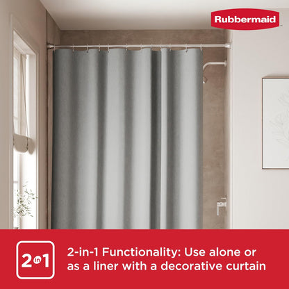 Black Shower Curtain Liner: Waterproof Fabric Shower Liner for Bathroom, with 2 Magnets and Rustproof Grommets, 70x72, Standard Size, Black