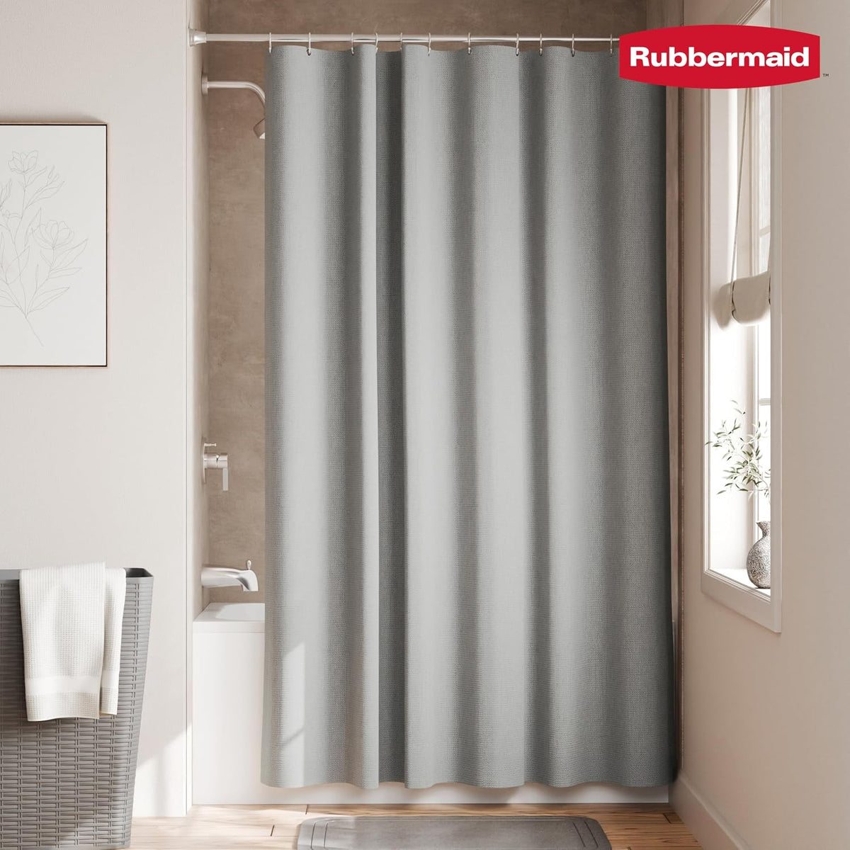 Black Shower Curtain Liner: Waterproof Fabric Shower Liner for Bathroom, with 2 Magnets and Rustproof Grommets, 70x72, Standard Size, Black