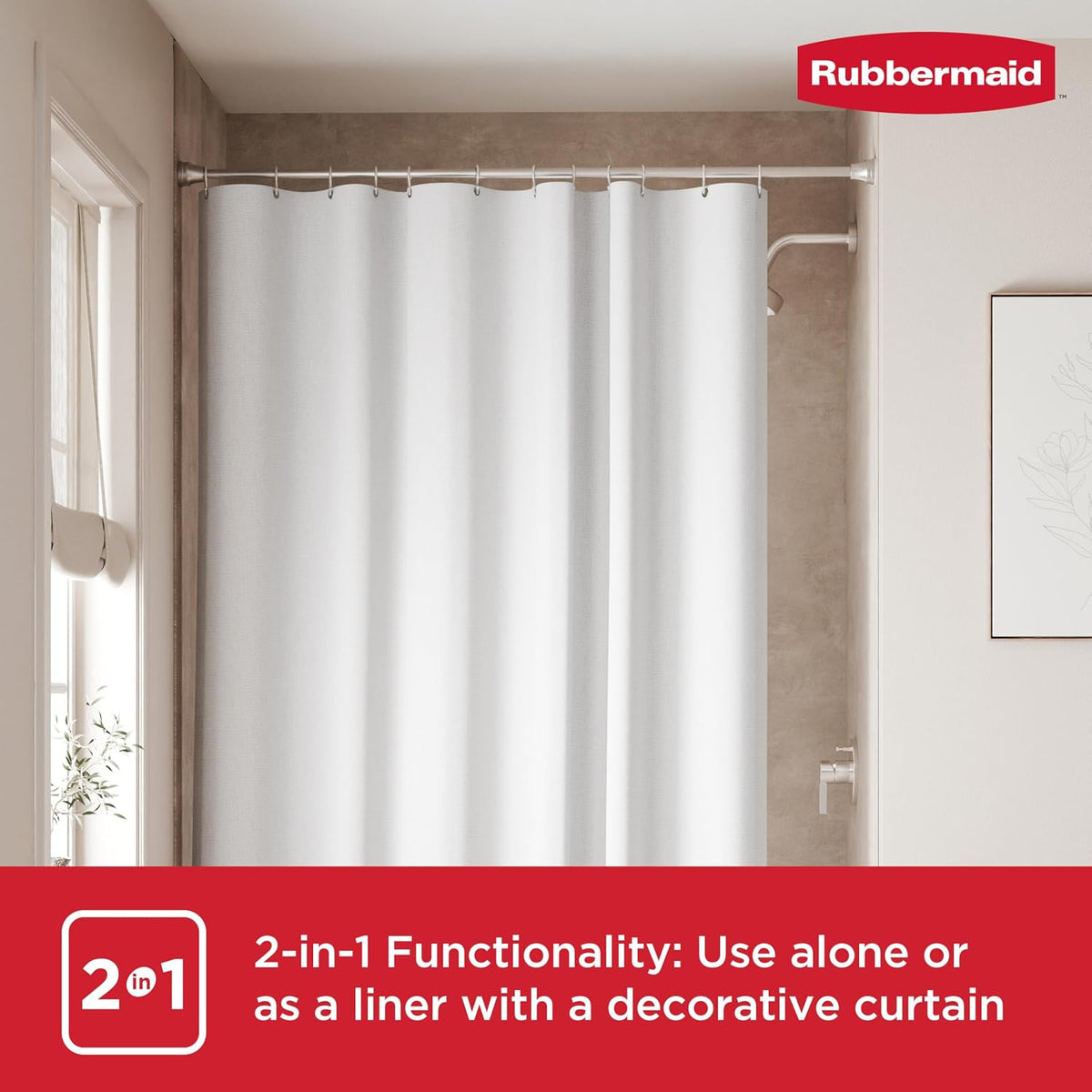 Black Shower Curtain Liner: Waterproof Fabric Shower Liner for Bathroom, with 2 Magnets and Rustproof Grommets, 70x72, Standard Size, Black