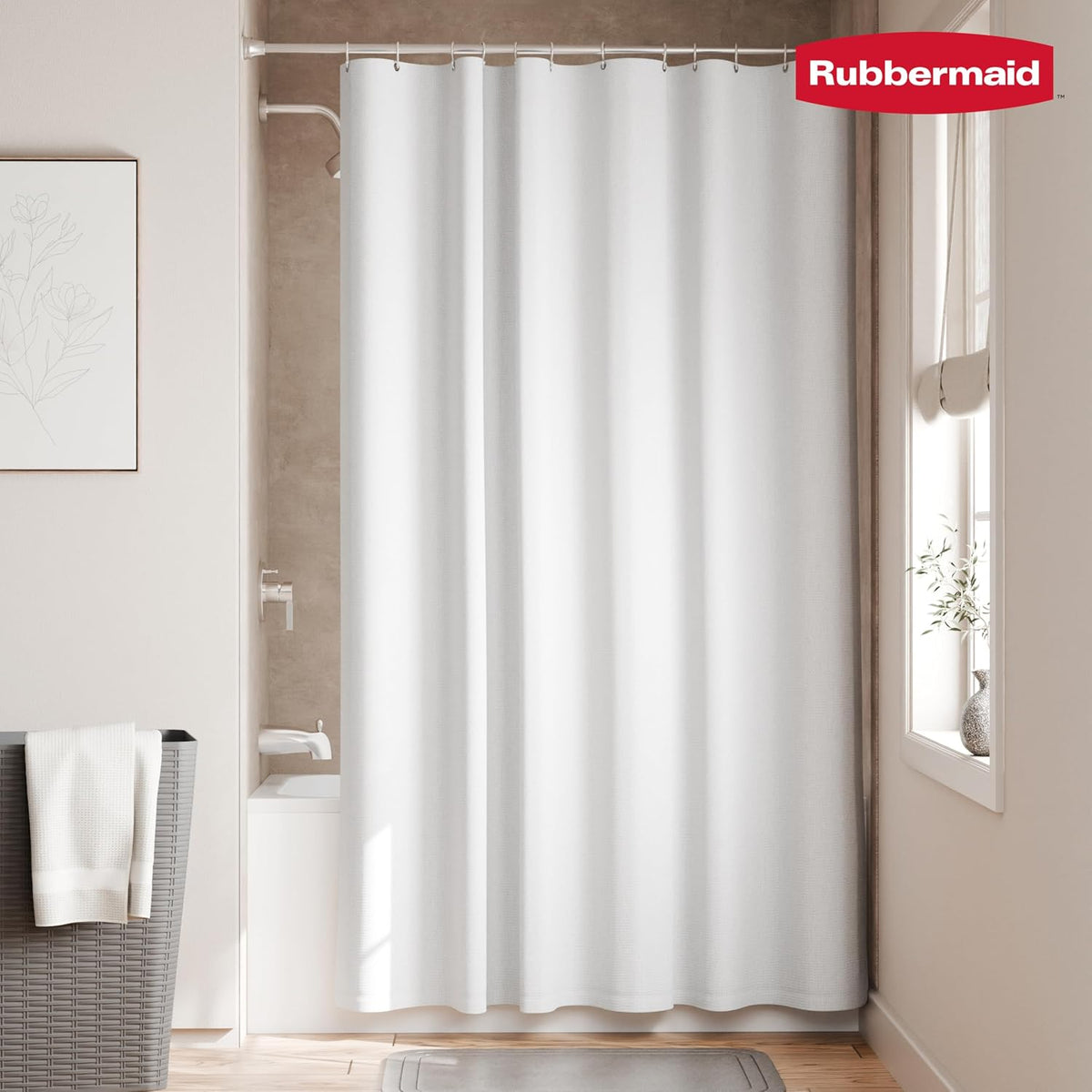 Black Shower Curtain Liner: Waterproof Fabric Shower Liner for Bathroom, with 2 Magnets and Rustproof Grommets, 70x72, Standard Size, Black