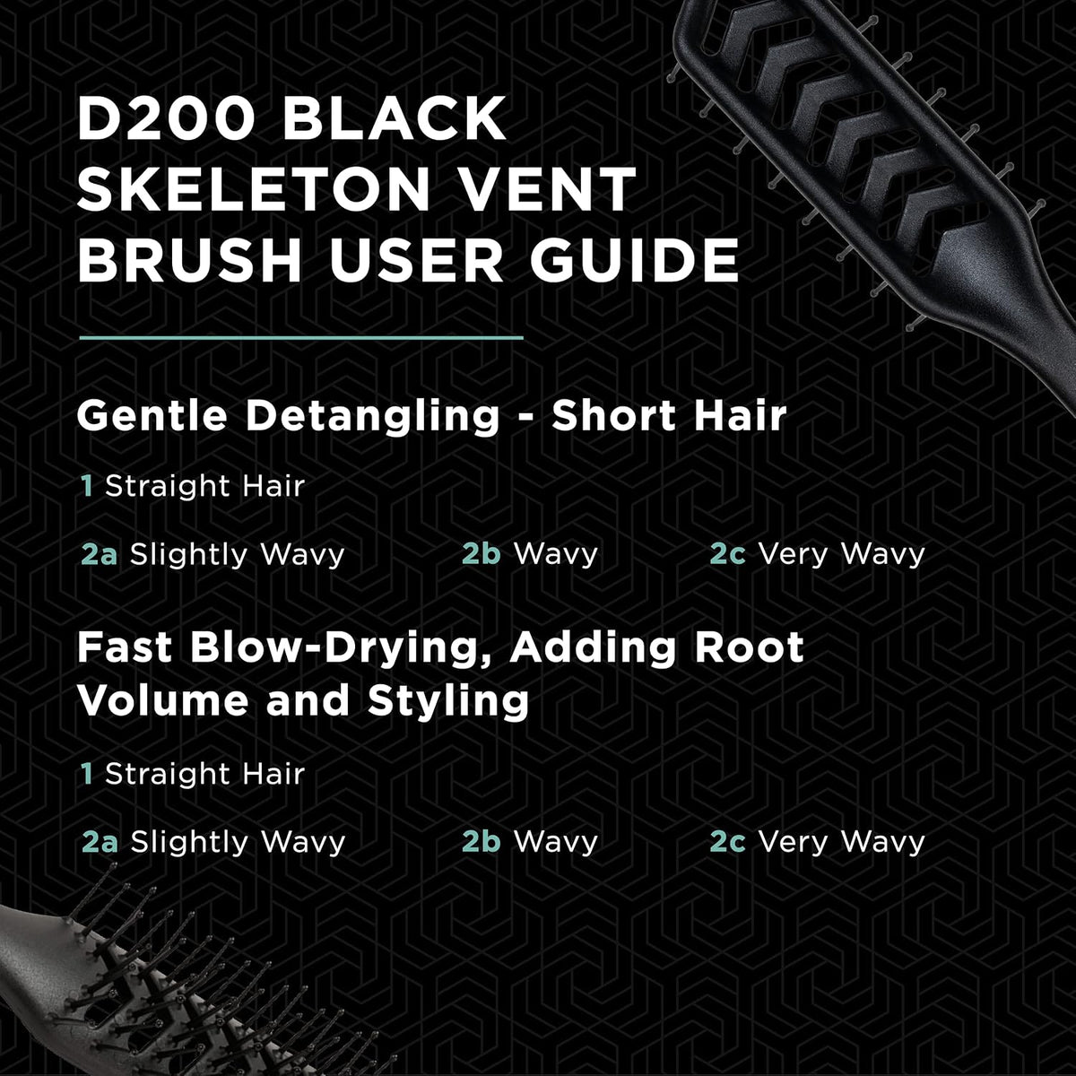 Jack Dean by Denman D200 Flexible Vent Brush for Blow Drying - Styling Hair Brush for Wet Dry Curly Thick Straight Hair - For Women and Men (Black)