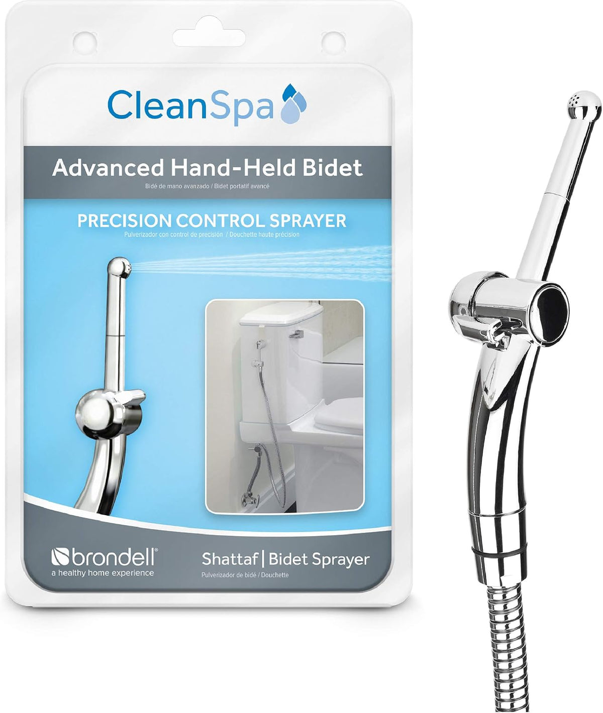 Hand Held Bidet Sprayer for Toilet: CleanSpa Advanced Bidet Attachment, Precision Pressure Control Jet Spray, Ergonomic Handheld Bidet for Toilet, Toilet Water Sprayer & Hose Set