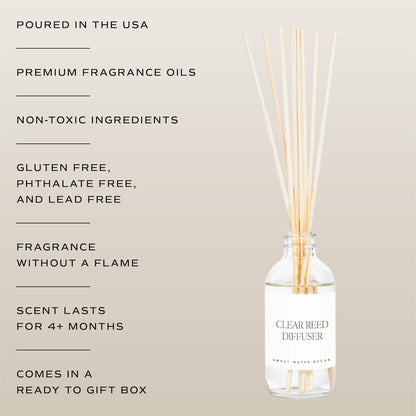 Salt & Sea Reed Diffuser Set - Sea Salt Citrus & Musk Amber Scent Diffuser - Reed Diffusers for Home with Long Lasting Fragrance - Non-Toxic Oil Reed Diffuser - Made in the USA