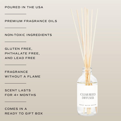 Salt & Sea Reed Diffuser Set - Sea Salt Citrus & Musk Amber Scent Diffuser - Reed Diffusers for Home with Long Lasting Fragrance - Non-Toxic Oil Reed Diffuser - Made in the USA