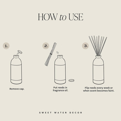Salt & Sea Reed Diffuser Set - Sea Salt Citrus & Musk Amber Scent Diffuser - Reed Diffusers for Home with Long Lasting Fragrance - Non-Toxic Oil Reed Diffuser - Made in the USA