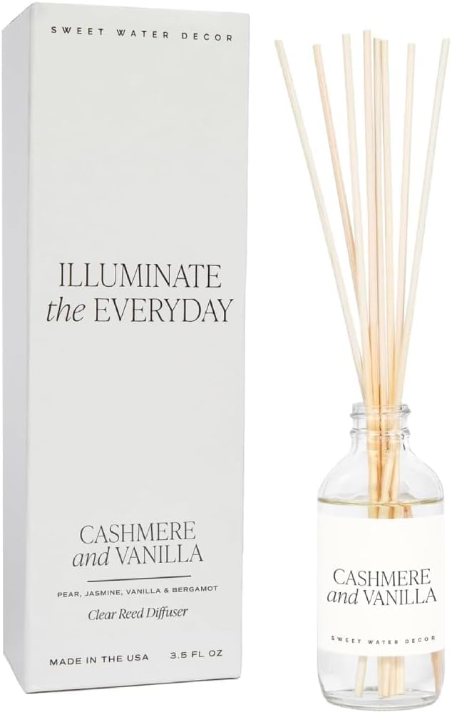 Salt & Sea Reed Diffuser Set - Sea Salt Citrus & Musk Amber Scent Diffuser - Reed Diffusers for Home with Long Lasting Fragrance - Non-Toxic Oil Reed Diffuser - Made in the USA