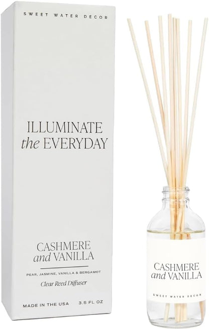 Salt & Sea Reed Diffuser Set - Sea Salt Citrus & Musk Amber Scent Diffuser - Reed Diffusers for Home with Long Lasting Fragrance - Non-Toxic Oil Reed Diffuser - Made in the USA