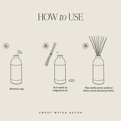 Salt & Sea Reed Diffuser Set - Sea Salt Citrus & Musk Amber Scent Diffuser - Reed Diffusers for Home with Long Lasting Fragrance - Non-Toxic Oil Reed Diffuser - Made in the USA
