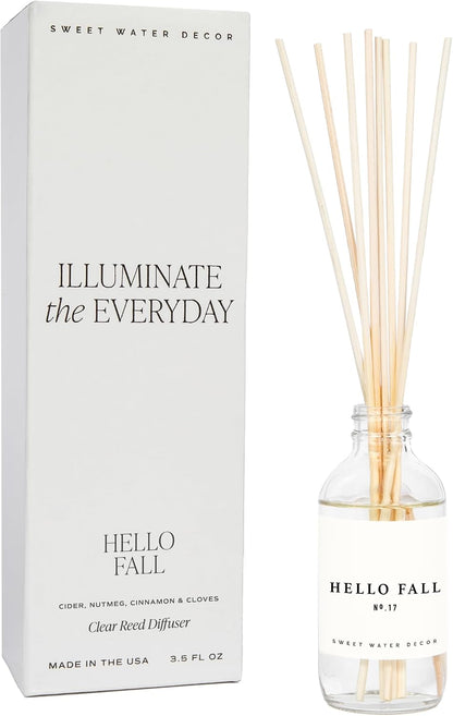 Salt & Sea Reed Diffuser Set - Sea Salt Citrus & Musk Amber Scent Diffuser - Reed Diffusers for Home with Long Lasting Fragrance - Non-Toxic Oil Reed Diffuser - Made in the USA