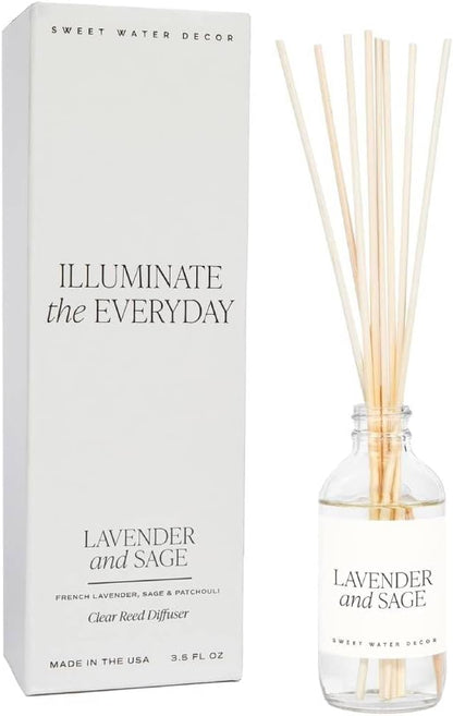 Salt & Sea Reed Diffuser Set - Sea Salt Citrus & Musk Amber Scent Diffuser - Reed Diffusers for Home with Long Lasting Fragrance - Non-Toxic Oil Reed Diffuser - Made in the USA