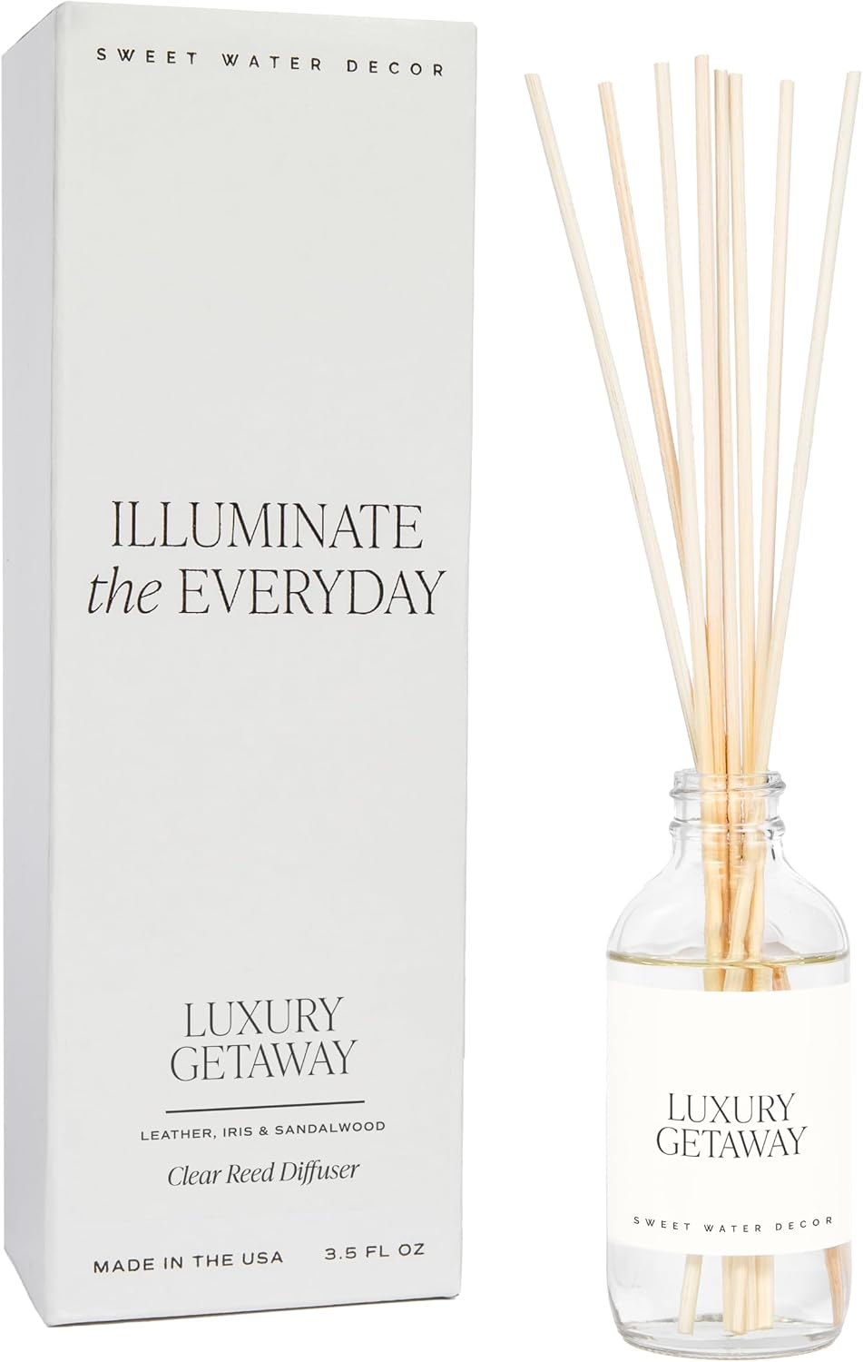Salt & Sea Reed Diffuser Set - Sea Salt Citrus & Musk Amber Scent Diffuser - Reed Diffusers for Home with Long Lasting Fragrance - Non-Toxic Oil Reed Diffuser - Made in the USA