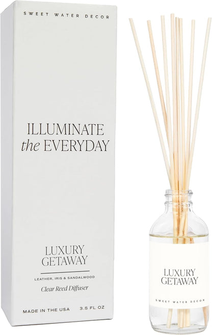 Salt & Sea Reed Diffuser Set - Sea Salt Citrus & Musk Amber Scent Diffuser - Reed Diffusers for Home with Long Lasting Fragrance - Non-Toxic Oil Reed Diffuser - Made in the USA