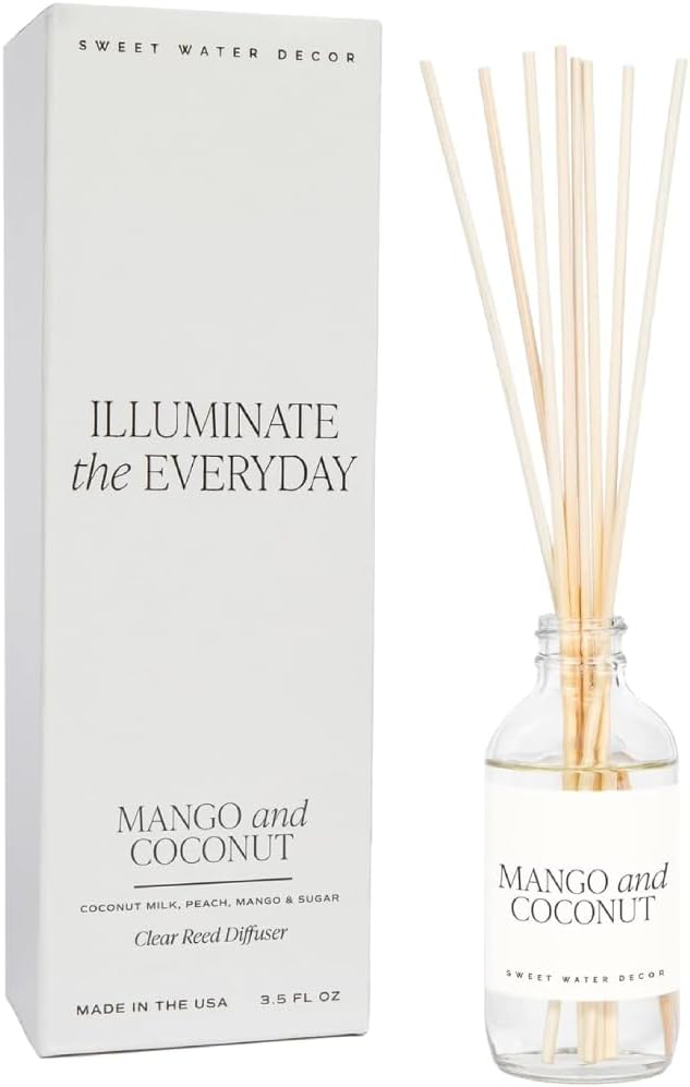 Salt & Sea Reed Diffuser Set - Sea Salt Citrus & Musk Amber Scent Diffuser - Reed Diffusers for Home with Long Lasting Fragrance - Non-Toxic Oil Reed Diffuser - Made in the USA