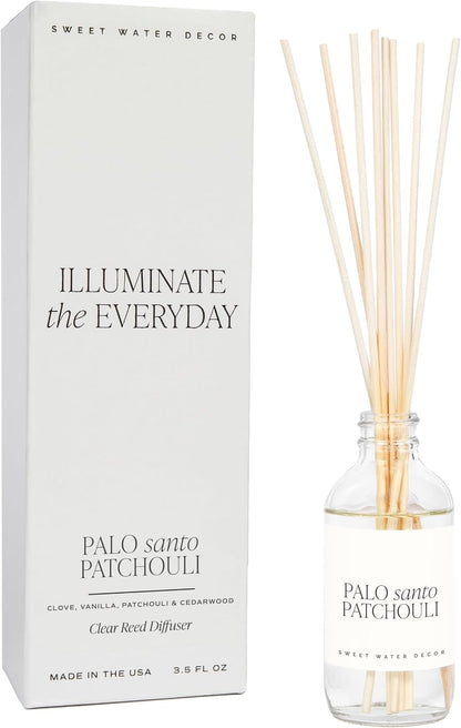 Salt & Sea Reed Diffuser Set - Sea Salt Citrus & Musk Amber Scent Diffuser - Reed Diffusers for Home with Long Lasting Fragrance - Non-Toxic Oil Reed Diffuser - Made in the USA
