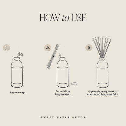 Salt & Sea Reed Diffuser Set - Sea Salt Citrus & Musk Amber Scent Diffuser - Reed Diffusers for Home with Long Lasting Fragrance - Non-Toxic Oil Reed Diffuser - Made in the USA