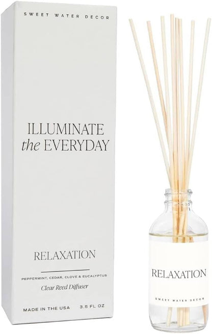 Salt & Sea Reed Diffuser Set - Sea Salt Citrus & Musk Amber Scent Diffuser - Reed Diffusers for Home with Long Lasting Fragrance - Non-Toxic Oil Reed Diffuser - Made in the USA