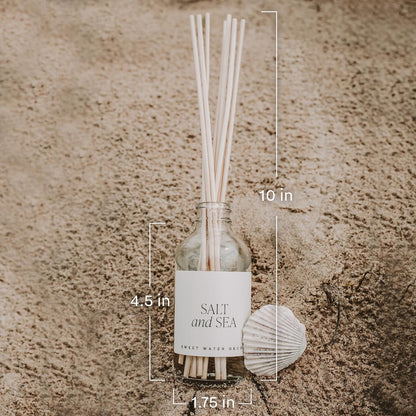 Salt & Sea Reed Diffuser Set - Sea Salt Citrus & Musk Amber Scent Diffuser - Reed Diffusers for Home with Long Lasting Fragrance - Non-Toxic Oil Reed Diffuser - Made in the USA