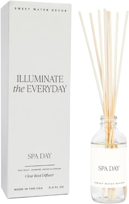 Salt & Sea Reed Diffuser Set - Sea Salt Citrus & Musk Amber Scent Diffuser - Reed Diffusers for Home with Long Lasting Fragrance - Non-Toxic Oil Reed Diffuser - Made in the USA