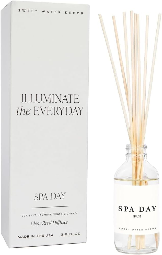 Salt & Sea Reed Diffuser Set - Sea Salt Citrus & Musk Amber Scent Diffuser - Reed Diffusers for Home with Long Lasting Fragrance - Non-Toxic Oil Reed Diffuser - Made in the USA