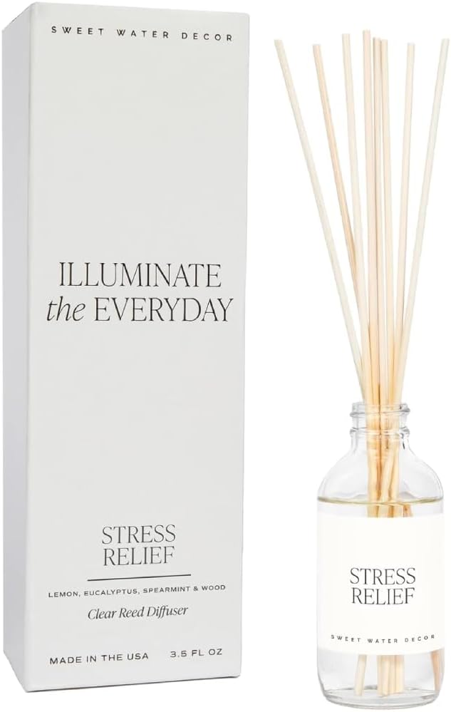 Salt & Sea Reed Diffuser Set - Sea Salt Citrus & Musk Amber Scent Diffuser - Reed Diffusers for Home with Long Lasting Fragrance - Non-Toxic Oil Reed Diffuser - Made in the USA