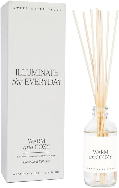 Salt & Sea Reed Diffuser Set - Sea Salt Citrus & Musk Amber Scent Diffuser - Reed Diffusers for Home with Long Lasting Fragrance - Non-Toxic Oil Reed Diffuser - Made in the USA